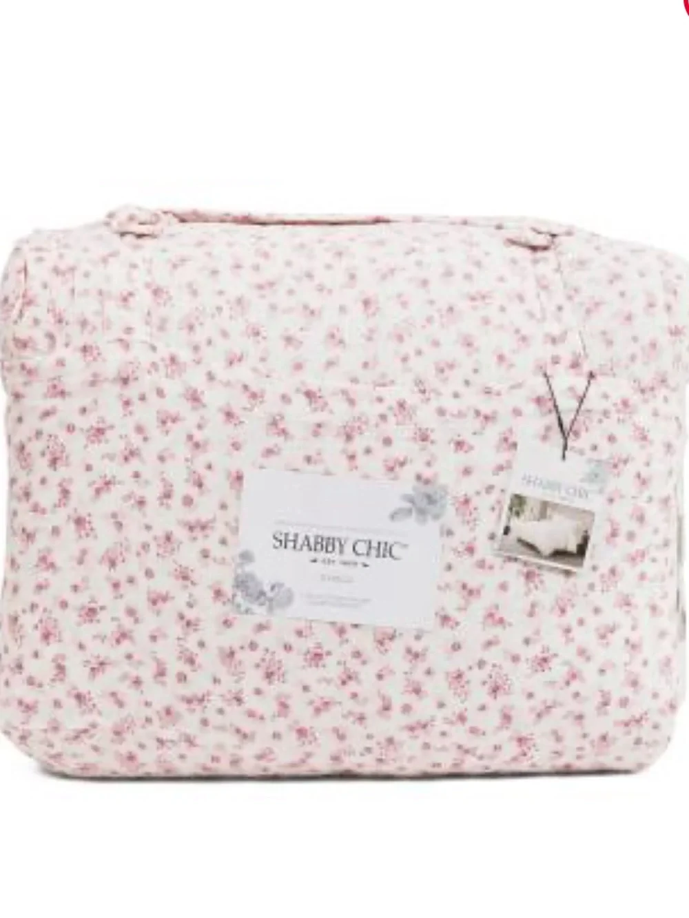 Shabby Chic Pink Floral Gauze Comforter Set